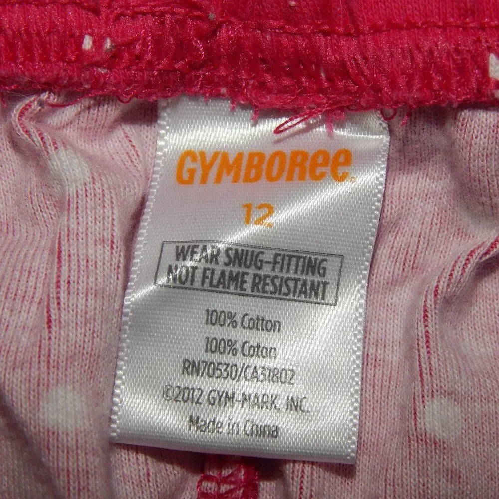 Gymboree girls size 12 hot pink polka dot sleepwear 100% cotton pajama pants